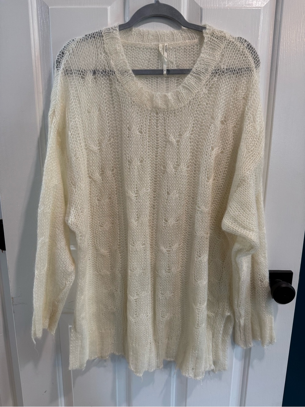 Anthropologie Cashmere Cable Knit Sheer Women's Sweater Ivory/Cream